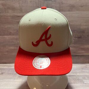 Mitchell & Ness Atlanta Braves Pro Crown Fit Snapback Hat Beige & Red